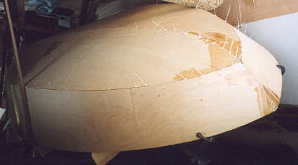 Stern view of stitched bottom